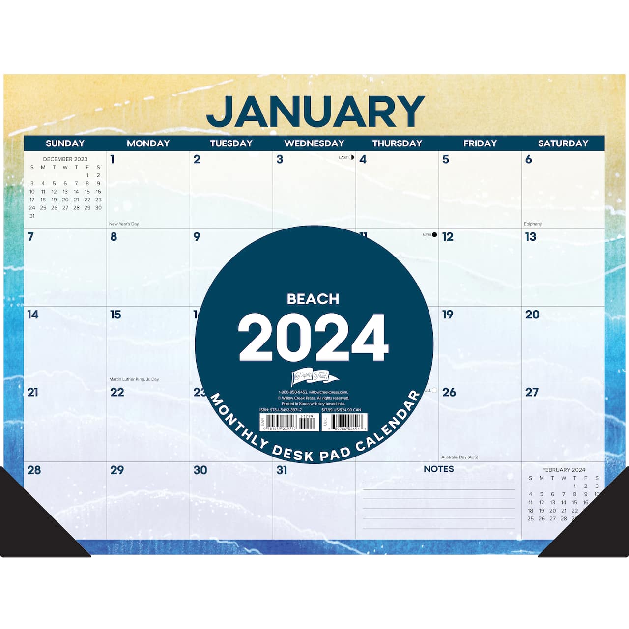 2024 Beach Monthly Desk Calendar
